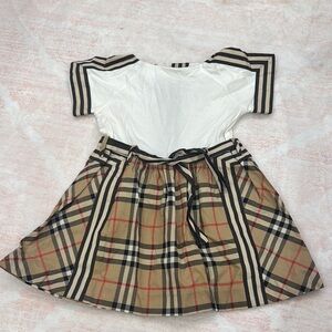 Burberry Kids White and Plaid Dress